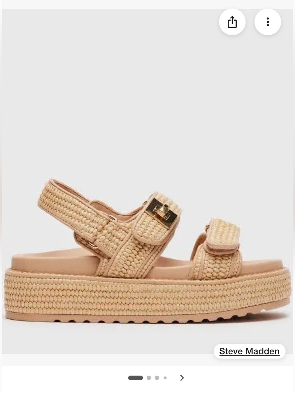 Steve Madden Beige Woven Platform Sandals with Gold Buckle